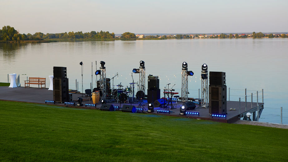 Empty stage before the concert on the riverside